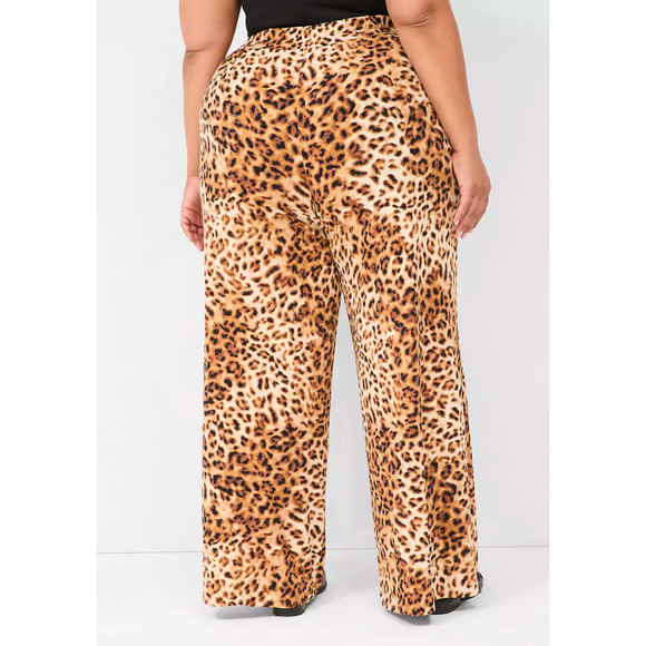 NEW Lane Bryant Plus Size Pull on Drawstring Leopard Wide Leg Pants Sz 26/28 - Picture 3 of 9